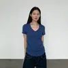 Camiseta Nantao de Manga Corta con Cuello en V para Mujer 2026 Nuevo Estilo Ajustada Ceñida a la Cintura Efecto Plisado Adelgazante Sencilla Capa Base