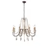 Lámpara de araña de madera estilo country americano creativo, estilo pastoral francés, para sala de estar, comedor, dormitorio, tienda de ropa, B&B