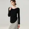 Suéter de Cachemira de un solo hombro Otoño Invierno Nuevo Tejido Irregular Pulóver Para ir al trabajo Holgado Adelgazante Top Versátil