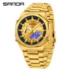 Reloj Digital Sanda Pantalla Dual Sincronizada Multifuncional para Hombre Octagonal Cuenta Regresiva Luminoso 3376
