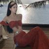 2025 Novo Fato de Banho Feminino Vermelho Halterneck Top Tubo Saia Slim Conjunto de Três Peças Sexy Desejo Puro Resort à Beira-Mar Águas Termais