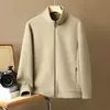 Bestseller transfronterizo: Sudadera de forro polar para hombre de otoño e invierno, cárdigan grueso y cálido, forro polar de color liso con cuello alto