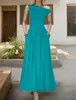Vestido de Hombro Asimétrico de Bolsillo de Alta Gama Estilo Europeo y Americano Transfronterizo de Amazon para Mujer, Nuevo Modelo Verano 2026, Elegante Ajuste Delgado sin Mangas