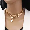Europa y Estados Unidos joyería transfronteriza personalidad cadena gruesa cinturón con hebilla broche collar tendencia hip hop metal collar geométrico