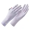 Novas luvas de protetor solar femininas de seda de gelo equitação fina antiderrapante respirável anti-UV exposição dedo luvas de condução de verão