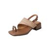 Sandalias de Tacón Alto Retro de Tacón Grueso, Estilo Resort, sin Cierre, Puntera Descubierta, Punta Cuadrada Cómoda, Paja, Puntera Calada para Mujer, Verano