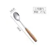 Utensilios de Mesa Creativos de Madera Japonesa, Batidor de Huevos, Cuchillo, Tenedor, Cuchara, Palillos de Acero Inoxidable, Cuchara de Mesa de Acero Inoxidable con Mango de Madera de Haya