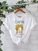 Camiseta de algodão puro verão europeu e americano manga curta gola redonda transfronteiriça comércio exterior padrão americano camiseta estampada feminina fábrica de comércio exterior