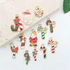 Accesorios para Joyería DIY Navidad Aleación Aceite Goteando Bastón de Papá Noel Ciervo Llavero Colgante Colgante