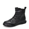 [Precio del evento 180] Botines Planos de Cuero Genuino Vintage Desgastado de Alta Gama Piel de Vaca Capa Superior Cremallera Lateral Botas para Mujer