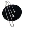 Colar Corrente de Renda Prateada de Alta Qualidade Envolto Corrente Longa de Pérolas Empilhadas para Clavícula Corrente Versátil para Suéter Outono e Inverno