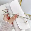 Gafas de Lectura de Gama Alta Sin Marco con Marco de Diamantes Estilo Tiktok para Mujer, Gafas de Lectura a la Moda Que Te Hacen Ver Más Joven, Monturas de Gafas con Filtro de Luz Azul