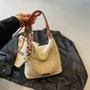2026 Nova Moda Simples Bolsa de Palha Vazada para Uso Diário Casual, Férias na Praia, Bolsa de Ombro Cruzada, Bolsa de Axila para Mulheres