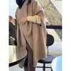 En stock: Chaqueta capa de lana de alta gama chic coreana con solapa elegante abrigo de lana