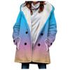 Cross-border venda quente 2023 novo trench coat feminino inverno engrossado estilo europeu e americano degradê cor capuz casaco atacado