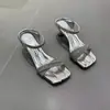 Sandalias de tacón alto y fino con impresionantes tiras de pedrería, populares en línea, para mujer, de verano, para exteriores, frescas y elegantes