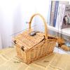 Cesta de Mão de Rattan, Cesta de Piquenique Tecida de Vime Feita à Mão, Cesta de Colheita de Frutas para Exterior, Decoração de Presente, Cesta de Flores para Lembrança