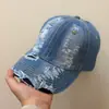 Gorra de Béisbol Lavada de Mezclilla Rota para Mujer Nueva Transfronteriza Retro Distressed Color Sólido Protección Solar Sombrero para el Sol