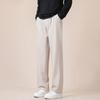 Pantalones de estilo americano, estilo rufián de la calle, elegantes pantalones casuales negros, pantalones de traje rectos ajustados para hombre.