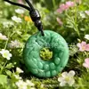 Collar Colgante Hebilla de Seguridad Pixiu, Cadena Tejida para Suéter de Jade Hetian Imitación, Joyería Unisex Estilo Chino Atrae Riqueza