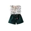 Conjunto Doloke liso para bebê menina floral estilo coreano doloke comércio exterior estilo verão menina fresca duas peças estilo ocidental