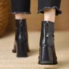 Botas de Moda de Salto Alto com Zíper nas Costas de Tamanho Grande Transfronteiriças para Mulheres Outono 2025 Novas Botas Curtas Slim de Salto Grosso com Bico Quadrado Retrô