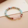 Pulsera de Piedra Shoushan Dulce y Fresca para Mujer Diseño Sencillo Cristal Rosa Natural Loto Calabaza Cristal de Fresa Pulsera