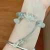 Pulseira de Lótus Lua Branca Estilo Chinês com Design de Lótus de Bambu Cristalino, Pulseira Modelo Novo de Nicho, Acessório de Mão Fresco e Elegante