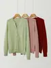 Cardigã 100% caxemira pura para mulheres, outono/inverno, estilo relaxed, gola redonda, gola V, cor sólida, peça de tricô para usar por cima, suéter vermelho vintage