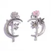 Accesorios para Joyería DIY Transfronterizos al por Mayor Colgante de Luna Flor de Rosa Aceite Gotas Collar Hecho a Mano Llavero Colgante de Aleación