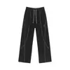 Pantalones deportivos personalizados/rectos para hombre y mujer, nueva colección de otoño, corte holgado, pantalones deportivos casuales de punto morados, disponibles en negro y gris oscuro.