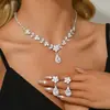 Conjunto de Colar e Brincos Prata de Alta Resistência, Conjunto Luxuoso de Alta Resistência Leve, Conjunto de Noiva com Zircônia, Estilo Clássico