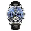 Reloj Automático Mecánico para Hombre con Correa de Cuero, Reloj Multifuncional con Fondo Calado, Reloj Mecánico para Hombre, Soporta Dropshipping