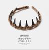 Diadema con ondas dentadas para otoño e invierno, para mujer, con raíces esponjosas, para lavarse la cara, para el cabello prensado, con pinza para el cabello de leopardo de felpa antideslizante