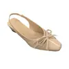 Primer Encuentro con las Nuevas Sandalias de Tacón Grueso con Lazo Estilo Francés y Punta Cerrada para Verano, Zapatos Estilo Hada para Dama de Honor con Espalda Descubierta, Perfectos para Combinar con Vestidos