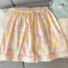 Pijama de urso florido rosa-laranja japonês plus size feminino manga curta primavera e verão conjunto fofo de três peças fabricantes transfronteiriços