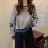 Sudadera Fina de Rayas de Manga Larga para Mujer, Nuevo Diseño Otoño 2025, Elegante y Chic, Top de Estudiante a la Moda