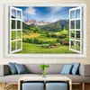 Adesivos de Parede Estereoscópicos 3D Murais Autoadesivos Pintura de Paisagem Sala de Estar Quarto Parede de Fundo Cobertura Decoração Feia Janela Falsa Pendurado na Parede