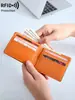 Billetera para Hombre RFID Ultra-delgada Transfronteriza Microfibra Múltiples Ranuras para Tarjetas Plegable Corta Multifuncional Portátil Billetera para Monedas