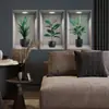 Adesivos de Parede Triptych de Plantas Verdes 3D Transfronteiriços Adesivos Autoadesivos para Decoração de Casa, Parede de Fundo de Sofá, Renovação de Quarto