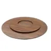 Plato giratorio hueco para olla caliente con tapa de madera maciza perforada, adecuado para uso doméstico.