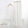 Conjunto de Pijama Casual para Mujer de Verano Delgado Talla Grande, Manga Corta, Pantalones Largos Anchos Cortados, Adecuado para Usar como Ropa de Exterior