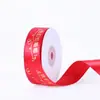 Cinta de Boda de 2.5cm Celebración de Boda Cinta Roja Bronceada Cinta Estampada Cinta al por Mayor Cinta de la Fortuna