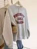Moletom fino de manga comprida e gola redonda para primavera e outono para mulheres, novo branco e cinza, corte solto, modelador, versátil, top casual esportivo de fleece