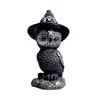 Enfeites de Halloween gato mágico artesanato de resina estação independente escultura de animal decorações de janela de mesa