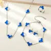 Set de Joyería de Acero Inoxidable de Cuatro Piezas, Trébol de Cuatro Hojas de la Suerte, Superventas Transfronterizo, Lujo Ligero, Versátil, Joyería de Moda para el Día a Día