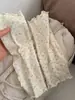 Meias de tornozelo florais frescas estilo japonês IOULOR para mulheres, meias de outono até o meio da panturrilha, meias estilo ballet com babados