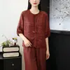 Moda Verano 2026 para Mamás, Conjunto de Dos Piezas Delgado y Holgado con Top de Manga Corta y Cuello Redondo para Mujeres de Mediana Edad y Mayores