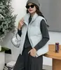 Colete acolchoado curto estilo coreano com gola alta, novo design casual e versátil para outono/inverno, efeito emagrecedor, sem mangas, pode ser usado como camada externa