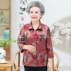 Meia-idade e idosos verão Mulheres 60-70 80 mãe Xiangyun camisa de fios lapela sete-manga moda vovó top